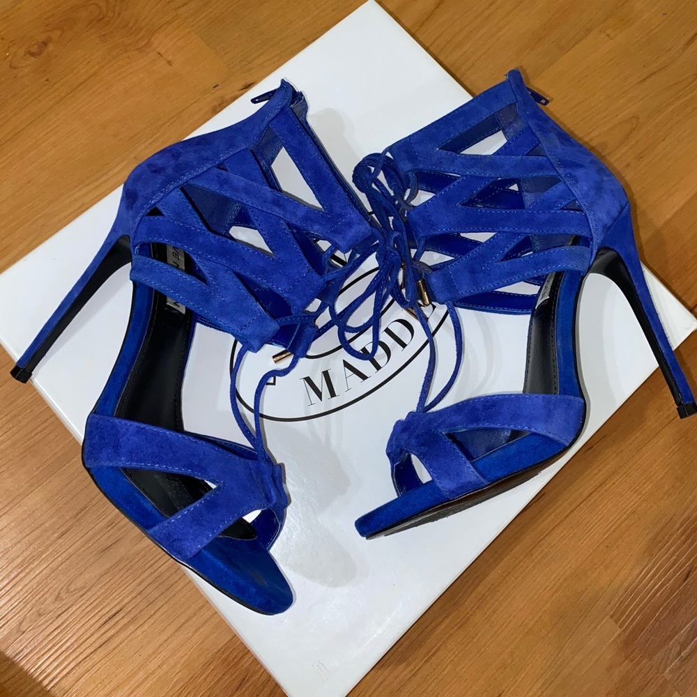 Steve Madden Blue Suede sandal heels women’s 7.5